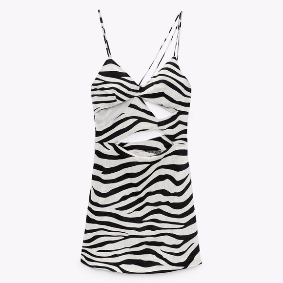 ZARA Printed Cut-Out Zebra Mini Dress - Picture 8 of 8